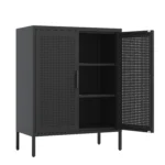 Home Office Metal Storage Cabinet with 2 Doors and 2 Adjustable Shelves Steel File Cabinet No Lock Required