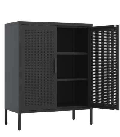 Home Office Metal Storage Cabinet with 2 Doors and 2 Adjustable Shelves Steel File Cabinet No Lock Required