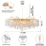 Modern Light Luxury Crystal Chandelier Is Suitable for the Bedroom bar Restaurant Porch Entrance Lamps – angled view
