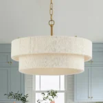 Hand Woven White Rattan Boho Pendant Light Adjustable Coastal Chandelier for Kitchen Island Dining Living Room UL Listed
