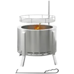 2-in-1 Smokeless Fire Pit, BBQ Grill, 19" Portable Wood Burning Firepit, Low Smoke Camping Bonfire Stove