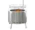 Goldoma smokeless fire pit with BBQ grill grate, glowing fire and low smoke