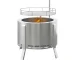 Goldoma smokeless fire pit with BBQ grill grate, glowing fire and low smoke