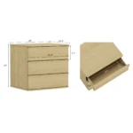 Natural oak wood under bed storage nightstand with drawer for bedroom organization