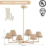 Boho Rattan Chandelier, Rustic Industrial Pendant Light Large Adjustable Pendant Lighting Fixtures for Dning Room Living