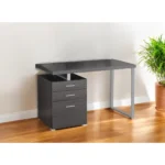HMS 24" Modern Solid Wood Computer Desk Gray & Black with Three Drawers for Home Office – angled view