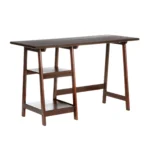 HMS 47" Simple Industrial Design Brown Wooden Computer Desk Adjustable Extendable for Living Room Use Convertible Metal