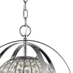 Olivia 1-Light Polished Nickel Crystal Globe Pendant by HMS Elegant Chandelier or Pendant Light – top view