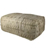 Goldoma 34-inch natural cotton geometric pouf ottoman in living room, tufted square stool as footrest and extra seating