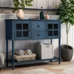 Modern Luxury Console Sideboard Table with Solid Oak Base Frame for Living Room and Dining Room Use-FCJ Design - Image 2