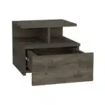 Floating Nightstand One Drawer Dark Walnut Finish – styled in a modern Nightstands setting