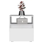 White nightstand with drawer and casters - Austin modern side table for bedroom or living room
