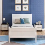 Goldoma solid wood twin sleigh bed frame with hollow-carved headboard and footboard
