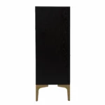 HMS Modern Rustic Bar Cabinet with Black Gold Finish and Faux Rattan Accents - Image 5