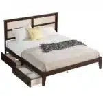 Goldoma King Size Adjustable Bed with Rattan Headboard and Storage Drawers
