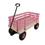 Foldable trolley in gray, displayed collapsed against a wall to show its compact storage.