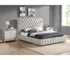 Goldoma Modern Queen Bed with Tufted Headboard - Eco-Friendly Upholstered Fabric, Gray