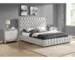 Goldoma Modern Queen Bed with Tufted Headboard - Eco-Friendly Upholstered Fabric, Gray