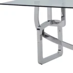 Goldoma 79" Clear Glass Dining Table with Silver Stainless Steel Base – styled in a modern Rectangular Dining Tables setting