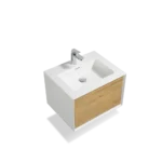 24 inch floating bathroom vanity with resin sink, viewed from above showing countertop and faucet hole