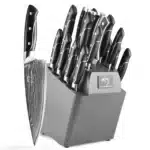 Set of 18 VG-10 Damascus Steel Chef Knives Best Kitchen Knife Set with Wooden Knife Holder – side view