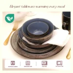 Elegant ceramic dinner plates set on a wooden table, showcasing durable white porcelain dinnerware