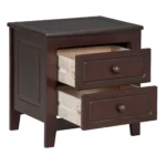 Mid century nightstand dark walnut with two drawers and classic design