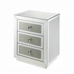 Mirrored nightstand with three drawers in chrome finish - Goldoma glam accent table