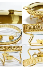 Stainless Steel Glass Serving Dish hot pot small chafing dish Food Warmer Buffet Luxury Golden Oval Hotel Wedding Chafing Dish - Image 28