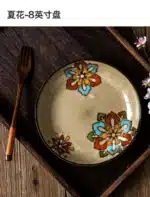 Chinese-style ceramic deep plate household salad plate disc personality plate creative old-fashioned hand-painted tableware