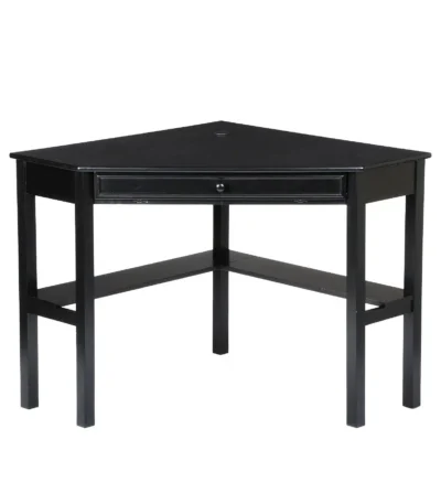 HMS Black Corner PC & Gaming Desk with Drawer Wooden Plastic Computer Table for Home Office & Living Room Featuring