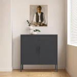 Adjustable Shelves Steel Metal File Cabinet Black FCJ Home Office School Gym Garage Storage with Storage Doors