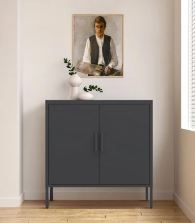 Adjustable Shelves Steel Metal File Cabinet Black FCJ Home Office School Gym Garage Storage with Storage Doors