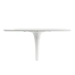 White metal round dining table with glossy finish and pedestal base - Goldoma 32 inch compact dining table for two