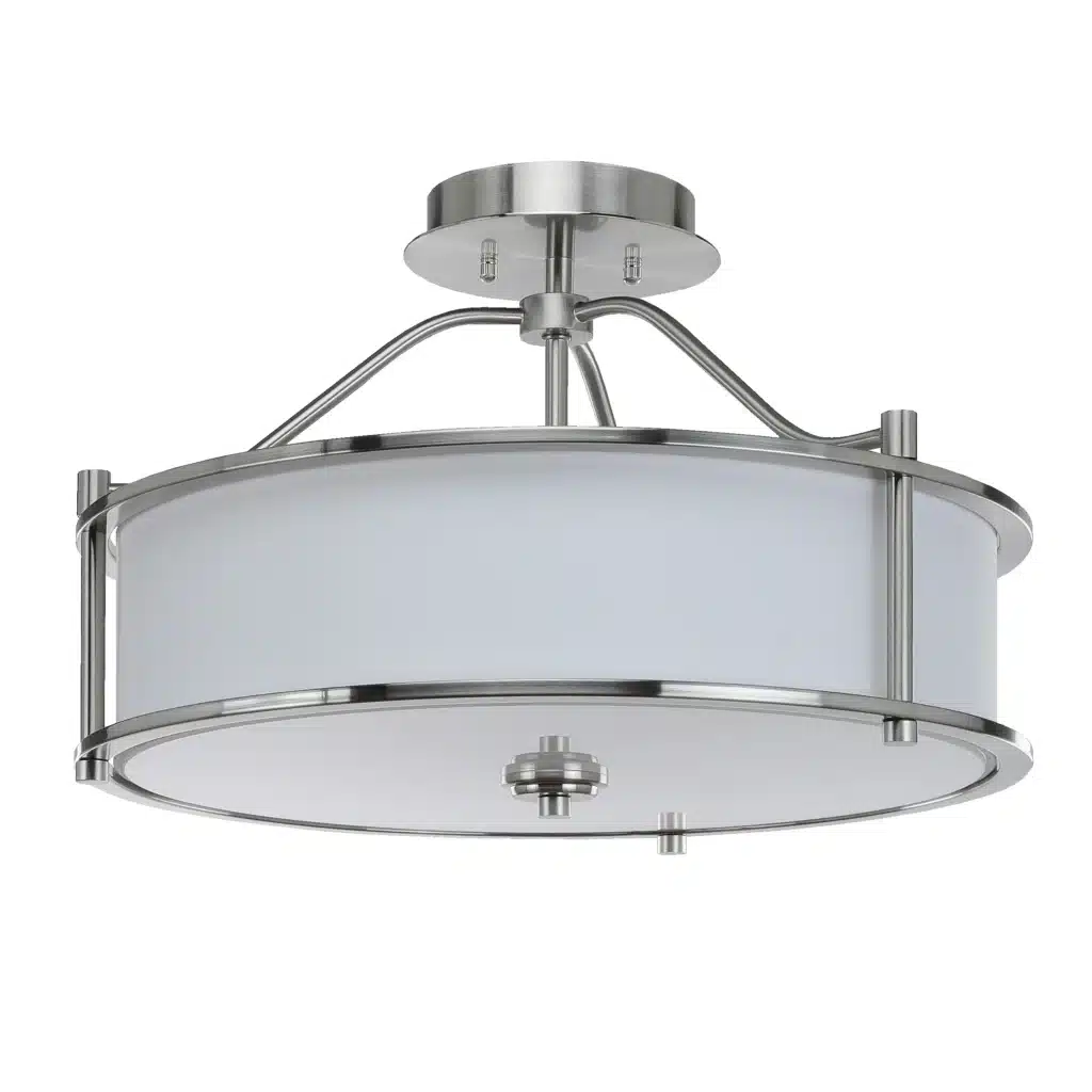 US Free Shipping Brushed Nickel 3 Bulbs Fabric Large Round Lighting Pendant Hanging Pendant Light for Home Office Nordic