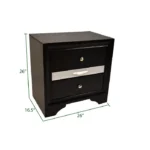 Traditional 2-Drawer Nightstand - Black Wood – close-up detail