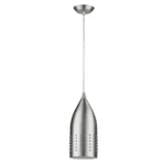 HMS Modern Simple Scandinavian Pendant Lamp in warm white, hanging over a dining table with subtle Murano glass studs.