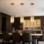 US Stock Free Shipping Modern Hanging Fixtures Golden Crystal Mini Chandeliers Pendant Light for Kitchen Island Dining Room