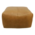 Goldoma 22 inch tan genuine leather pouf ottoman as a footrest