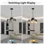 US Stock Free Shipping 21.7in Matte Black Clear Glass 6-Light Modern Farmhouse Chandelier Hanging Pendant Light – styled in