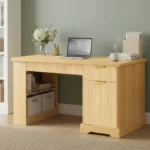 Modern Solid Wood Fluted Office Desk Storage Cabinet Drawers Eco-Friendly Adjustable Height Computer Writing Desk Power