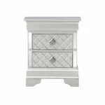 Silver Champagne Nightstand with Diamond Pattern Drawers – styled in a modern Nightstands setting