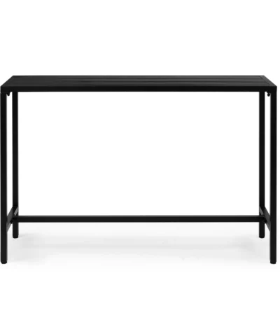 55-inch outdoor bar table with adjustable feet and black iron frame for patio
