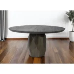 solid wood pedestal dining table – 60 inch round brown dining table with pedestal base