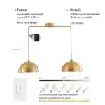 41" Industrial Modern Double Pendant Light, Adjustable Ceiling Hanging Lamp with Bright Finish (No Bulbs) – styled in a
