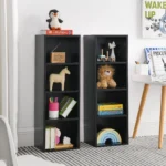 8-Tier Adjustable Media Tower Rack CD DVD Slim Storage Cabinet Tall Narrow Bookcase Display Bookshelf for Home Use – angled