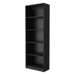 HMS 71 Black Five-Tier Oak Bookshelf with Two Doors Minimalist Design for Home Office Living Room or Workshop – base detail
