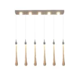 Modern Dimmable LED Crystal Pendant Light, 6-Light Chrome Chandelier with Bubble Glass Teardrop for Kitchen Island, Dining