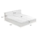 Modern all-in-one bed frame with box spring in cool-touch fabric, featuring motion isolation for undisturbed sleep