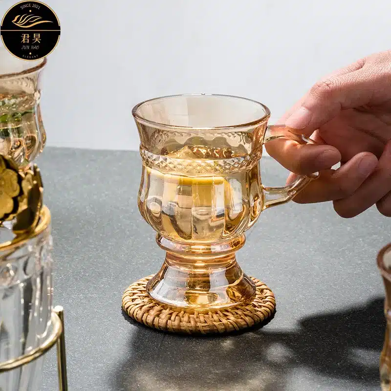 Heat Resistant Thick Glass Cup Luxurious European Style Teacup Coffee Cup Healthy Drink Mug Tea Mugs